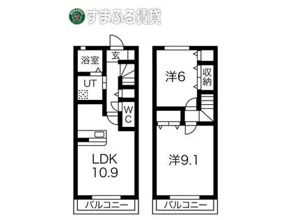CASA MAR GRANDE(2LDK/1階)の間取り写真
