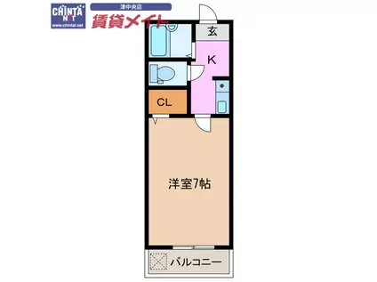 PEARLY(1K/2階)の間取り写真