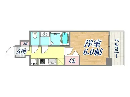 プレサンス神戸水木通ルミエス(1K/15階)の間取り写真