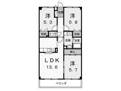 ヴィラアネックス(3LDK/2階)の間取り写真