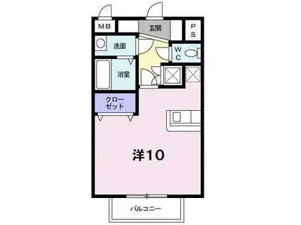 ブローテ羽山B(ワンルーム/2階)の間取り写真