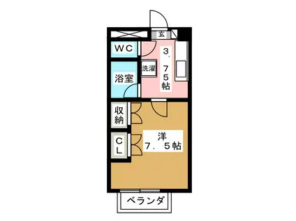 ファーストハイム東和田(1K/2階)の間取り写真