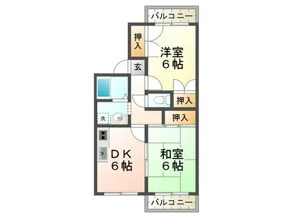 ルシエール多聞(2DK/2階)の間取り写真