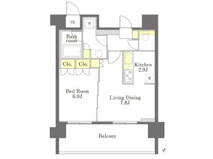 DIMUS勝どき(1LDK/9階)の間取り写真