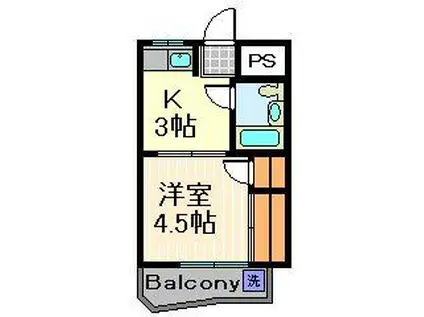第5タカサハイム(1K/3階)の間取り写真