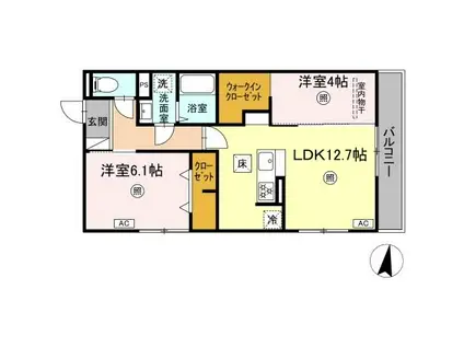 PREMILIFE石垣西(2LDK/2階)の間取り写真