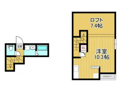 ポラリス九研VII(ワンルーム/2階)の間取り写真