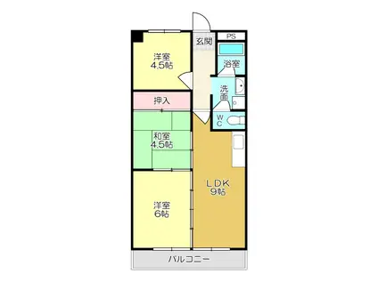 ラミーユ桃山(3DK/6階)の間取り写真