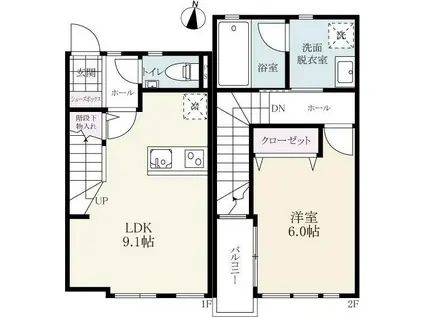 プレミアムアイランド尾崎II(1LDK/1階)の間取り写真