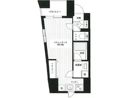 カスタリア新宿御苑(ワンルーム/1階)の間取り写真