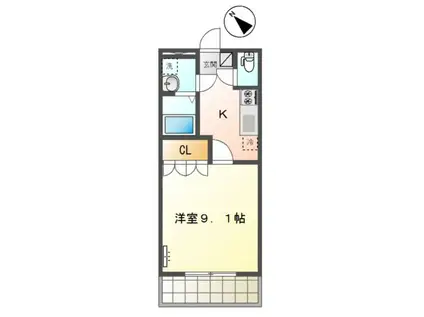 GRANDE RIO II(1K/2階)の間取り写真