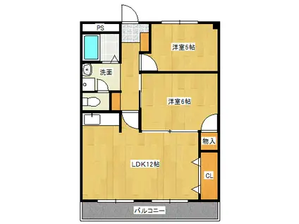 新潟昭和ビル(2LDK/3階)の間取り写真