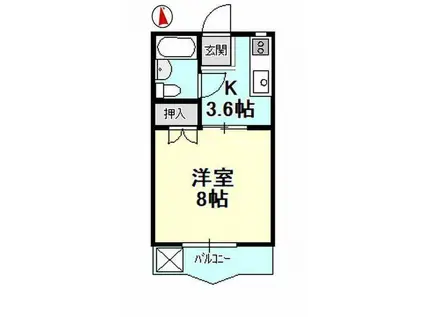 ヴィレッタ光陽(1K/1階)の間取り写真