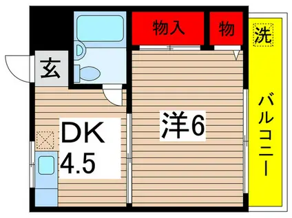ジョイハイツ都町 B(1DK/1階)の間取り写真