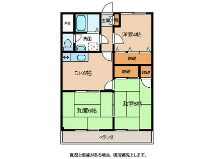 グリーンハイツ高羽(3DK/4階)の間取り写真