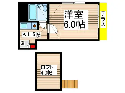 ジュネパレス八千代第9(1K/1階)の間取り写真
