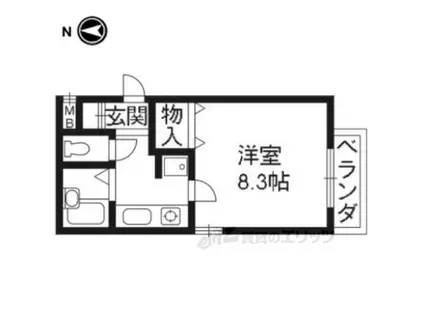 西陣の中(1K/2階)の間取り写真