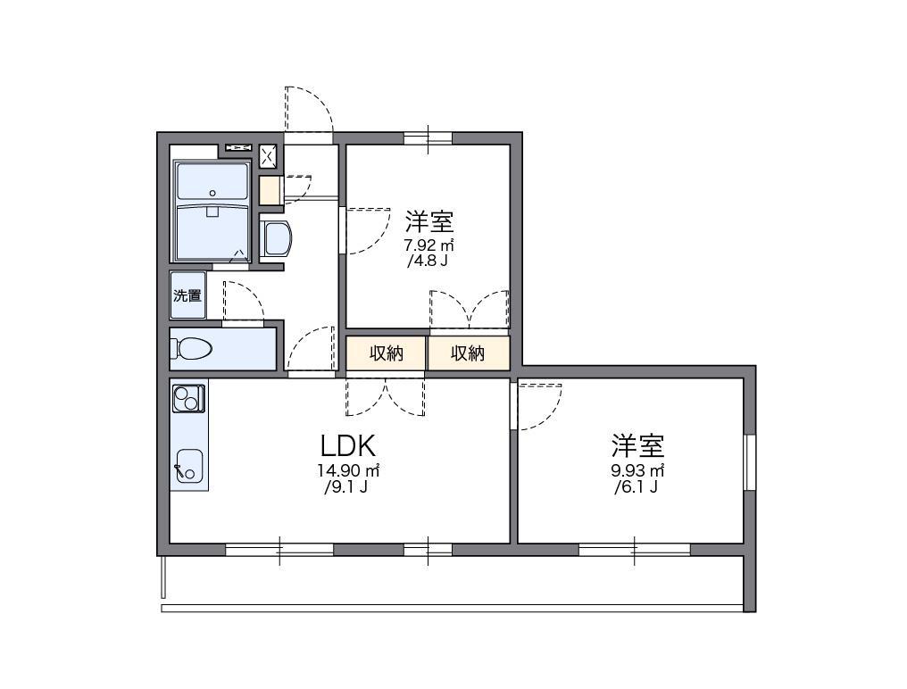レオパレスしおかぜII(2LDK/2階)の間取り写真