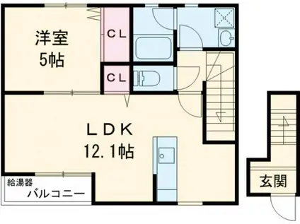 エスポワール(1LDK/2階)の間取り写真