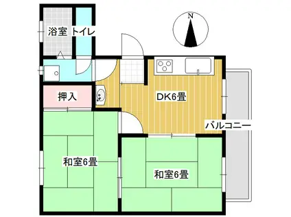 コーポ大磯(2DK/2階)の間取り写真