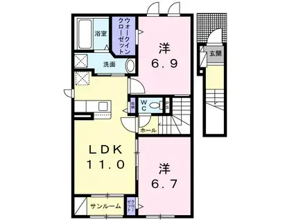 アイ.レジデンスIII(2LDK/2階)の間取り写真