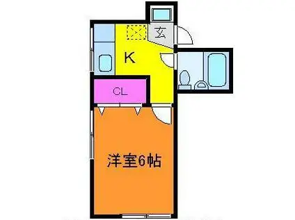 ラフォイアハイツ(1K/2階)の間取り写真