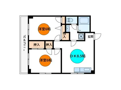第3森の銀月(2DK/3階)の間取り写真