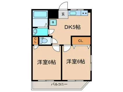 メゾン森 1(2DK/2階)の間取り写真