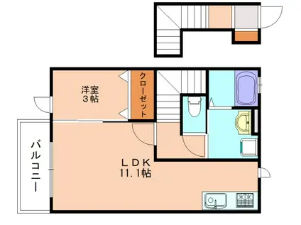 オリカン舞の里A棟(1LDK/2階)の間取り写真