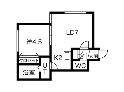パルティールTM(1LDK/1階)の間取り写真