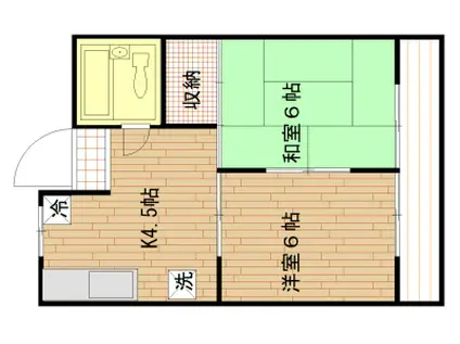 第一高橋マンション(2K/2階)の間取り写真