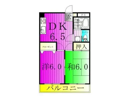 グレース鎌ヶ谷I(2DK/2階)の間取り写真