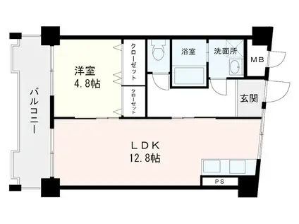 第二須玖ビル(1LDK/4階)の間取り写真