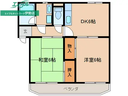 マンションコクボ(2DK/1階)の間取り写真