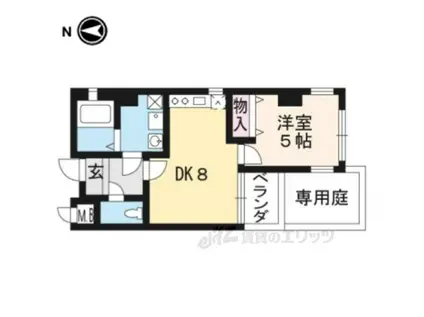 シルクシティ花(1DK/1階)の間取り写真