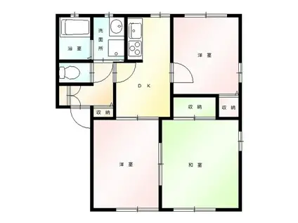 グリーンパークC(3DK/1階)の間取り写真