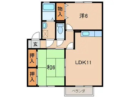 ARCADIA NOKAMI(2LDK/2階)の間取り写真