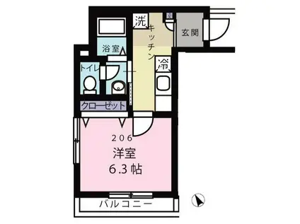 BERGE NOIX(1K/2階)の間取り写真