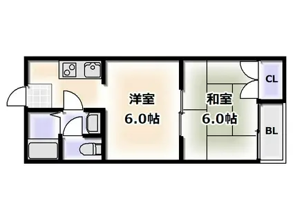 スポール南住吉(2K/1階)の間取り写真