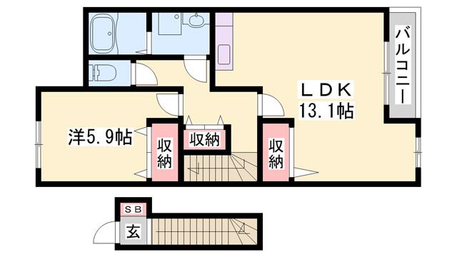 ジュピター I(1LDK/2階)の間取り写真