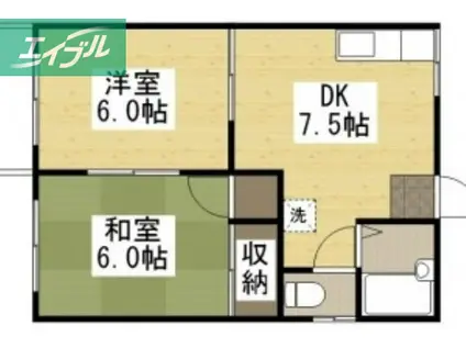 フォーブル中西A(2DK/2階)の間取り写真