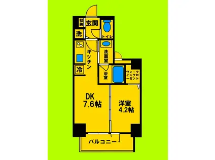 エスレジデンス江坂(1DK/8階)の間取り写真