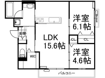 大和ハウス枚方公園(2LDK/2階)の間取り写真