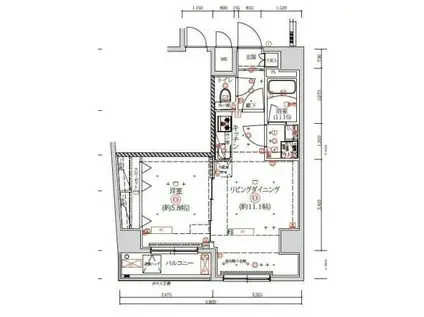 クオリタス両国(1LDK/10階)の間取り写真