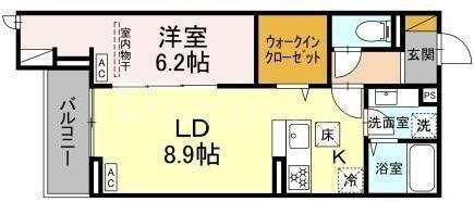 CRADLE(1LDK/2階)の間取り写真