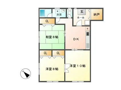 古越アパート(3DK/1階)の間取り写真