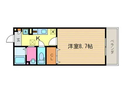 シュペリールB棟(1K/1階)の間取り写真