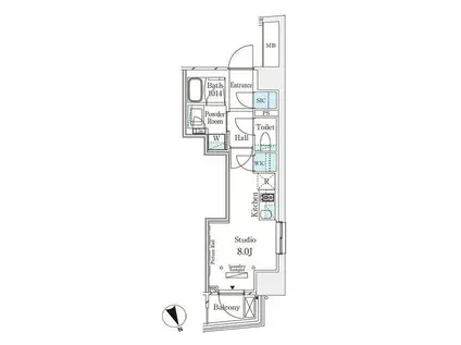 パークナードフィット南青山ビスタ(ワンルーム/11階)の間取り写真