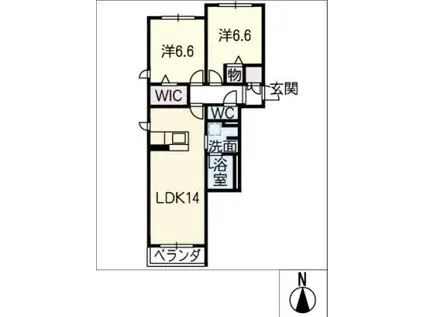 コスモ グランデ(2LDK/2階)の間取り写真