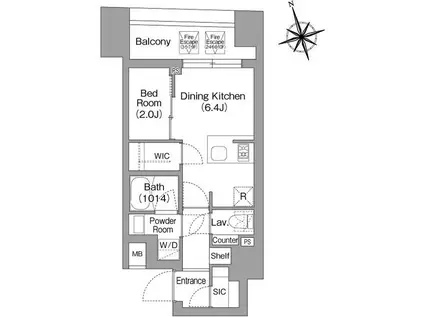 コンフォリア・リヴ丁堀(1DK/10階)の間取り写真